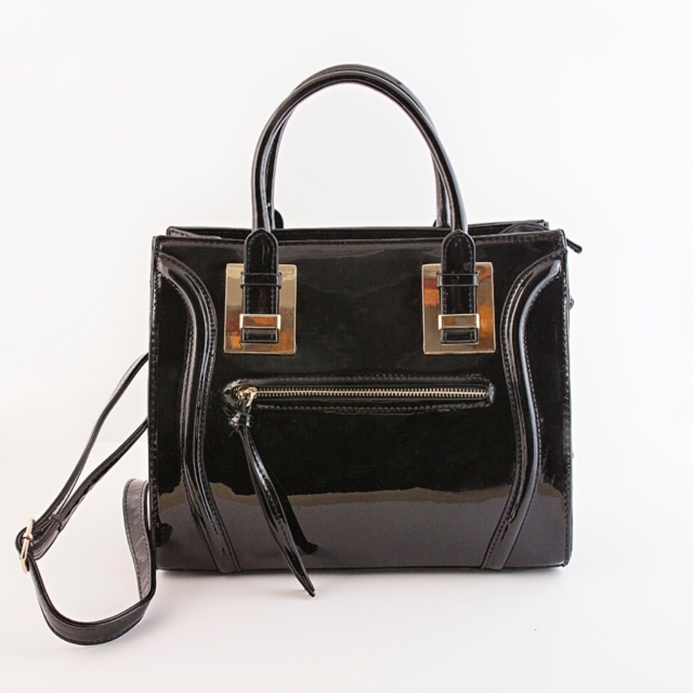 Women's Patent Leather & Gold Hardware Handbag